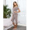 Ekouaer Women’s Sleepwear Capri Pajama Sets Short Sleeve Two-Piece Pjs V Neck Tops & Capri Pants with Pockets S-3XL(Leopard)