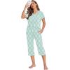 Ekouaer Women’s Sleepwear Capri Pajama Sets Short Sleeve Two-Piece Pjs V Neck Tops & Capri Pants with Pockets S-3XL(Light Green Flowers)