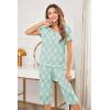 Ekouaer Women’s Sleepwear Capri Pajama Sets Short Sleeve Two-Piece Pjs V Neck Tops & Capri Pants with Pockets S-3XL(Light Green Flowers)