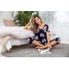 Ekouaer Women’s Sleepwear Capri Pajama Sets Short Sleeve Two-Piece Pjs V Neck Tops & Capri Pants with Pockets S-3XL(Navy Flowers)