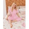 Ekouaer Women’s Sleepwear Capri Pajama Sets Short Sleeve Two-Piece Pjs V Neck Tops & Capri Pants with Pockets S-3XL(Pink)