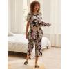 Ekouaer Women’s Sleepwear Capri Pajama Sets Short Sleeve Two-Piece Pjs V Neck Tops & Capri Pants with Pockets S-3XL(Pink Leaves)