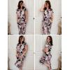 Ekouaer Women’s Sleepwear Capri Pajama Sets Short Sleeve Two-Piece Pjs V Neck Tops & Capri Pants with Pockets S-3XL(Pink Leaves)