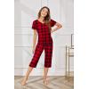Ekouaer Women’s Sleepwear Capri Pajama Sets Short Sleeve Two-Piece Pjs V Neck Tops & Capri Pants with Pockets S-3XL(Red Christmas Plaid)