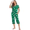 Ekouaer Women’s Sleepwear Capri Pajama Sets Short Sleeve Two-Piece Pjs V Neck Tops & Capri Pants with Pockets S-3XL(Shamrock)
