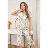 Ekouaer Women’s Sleepwear Capri Pajama Sets Short Sleeve Two-Piece Pjs V Neck Tops & Capri Pants with Pockets S-3XL(White Blue Flowers)
