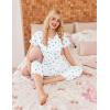 Ekouaer Women’s Sleepwear Capri Pajama Sets Short Sleeve Two-Piece Pjs V Neck Tops & Capri Pants with Pockets S-3XL(White Shells)