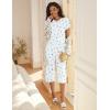Ekouaer Women’s Sleepwear Capri Pajama Sets Short Sleeve Two-Piece Pjs V Neck Tops & Capri Pants with Pockets S-3XL(White Shells)