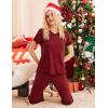 Ekouaer Women’s Sleepwear Capri Pajama Sets Short Sleeve Two-Piece Pjs V Neck Tops & Capri Pants with Pockets S-3XL(Wine Red)