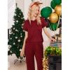 Ekouaer Women’s Sleepwear Capri Pajama Sets Short Sleeve Two-Piece Pjs V Neck Tops & Capri Pants with Pockets S-3XL(Wine Red)