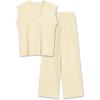 Ekouaer Lounge Sets for Women 2 Piece Outfits Knit Sweater Vest Lounge Pants Casual Matching Loungewear Set(Beige)