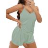 Ekouaer Pajama Sets for Women 2 Piece Soft Lingerie Sleepwear Cute Print Cami Pj Shorts Set Lace Nightwear(Light Green)