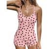 Ekouaer Ribbed Cami Pajamas Set 2 Piece Rib Knit Camisoles Pjs Racerback Tank Top with Shorts Lounge Sets for Women(Pink Black Heart)