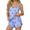 Ekouaer Womens Pajama Sets Ruffle Cami Top and Shorts 2 Piece Lounge Set Sleepwear, Summer Comfy Cute Bridal Pajama for Women(Gingham Cherry)
