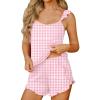 Ekouaer Womens Pajama Sets Ruffle Cami Top and Shorts 2 Piece Lounge Set Sleepwear, Summer Comfy Cute Bridal Pajama for Women(Gingham Pink)