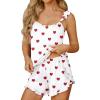 Ekouaer Womens Pajama Sets Ruffle Cami Top and Shorts 2 Piece Lounge Set Sleepwear, Summer Comfy Cute Bridal Pajama for Women(Heart)