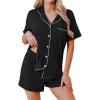 Ekouaer Womens Pajamas 2 Piece Ribbed Knit Pjs Button Down Sleepwear Set Summer Casual Loungewear Lounge Sets