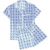 Ekouaer Womens Silk Pajama Sets 2 Piece Satin Pj Set Button Down Shirt and Shorts Lounge Sets Classic with Pockets(Blue Monkeys Bananas)