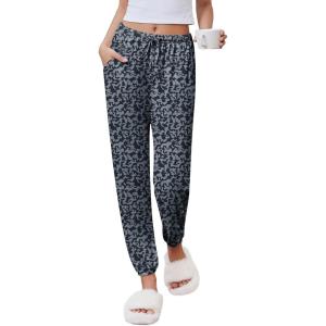 Ekouaer Womens Jogger Pajamas Pants Comfy Long Lounge Bottom,Drawstring Elastic Waist Sleep Pants with Pockets(Camo Leopard)