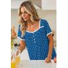 Ekouaer Nightgowns for Women Lace Trim Sleep Shirts Short Sleeve Night Shirts With Pockets Night Gown Ruffled Sleep Dress(Blue Dog Footprints)