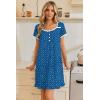Ekouaer Nightgowns for Women Lace Trim Sleep Shirts Short Sleeve Night Shirts With Pockets Night Gown Ruffled Sleep Dress(Blue Dog Footprints)