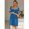 Ekouaer Nightgowns for Women Lace Trim Sleep Shirts Short Sleeve Night Shirts With Pockets Night Gown Ruffled Sleep Dress(Blue Dog Footprints)