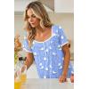 Ekouaer Nightgowns for Women Lace Trim Sleep Shirts Short Sleeve Night Shirts With Pockets Night Gown Ruffled Sleep Dress(Blue Pigeon)