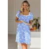 Ekouaer Nightgowns for Women Lace Trim Sleep Shirts Short Sleeve Night Shirts With Pockets Night Gown Ruffled Sleep Dress(Blue Pigeon)