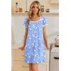 Ekouaer Nightgowns for Women Lace Trim Sleep Shirts Short Sleeve Night Shirts With Pockets Night Gown Ruffled Sleep Dress(Blue Pigeon)