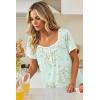 Ekouaer Nightgowns for Women Lace Trim Sleep Shirts Short Sleeve Night Shirts With Pockets Night Gown Ruffled Sleep Dress(Green Flowers)
