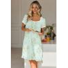 Ekouaer Nightgowns for Women Lace Trim Sleep Shirts Short Sleeve Night Shirts With Pockets Night Gown Ruffled Sleep Dress(Green Flowers)