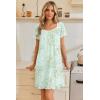 Ekouaer Nightgowns for Women Lace Trim Sleep Shirts Short Sleeve Night Shirts With Pockets Night Gown Ruffled Sleep Dress(Green Flowers)