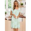 Ekouaer Nightgowns for Women Lace Trim Sleep Shirts Short Sleeve Night Shirts With Pockets Night Gown Ruffled Sleep Dress(Green Flowers)