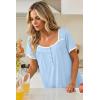 Ekouaer Nightgowns for Women Lace Trim Sleep Shirts Short Sleeve Night Shirts With Pockets Night Gown Ruffled Sleep Dress(Light Blue)