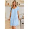 Ekouaer Nightgowns for Women Lace Trim Sleep Shirts Short Sleeve Night Shirts With Pockets Night Gown Ruffled Sleep Dress(Light Blue)