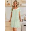 Ekouaer Nightgowns for Women Lace Trim Sleep Shirts Short Sleeve Night Shirts With Pockets Night Gown Ruffled Sleep Dress(Light Green)