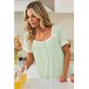 Ekouaer Nightgowns for Women Lace Trim Sleep Shirts Short Sleeve Night Shirts With Pockets Night Gown Ruffled Sleep Dress(Light Green)