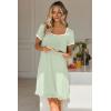 Ekouaer Nightgowns for Women Lace Trim Sleep Shirts Short Sleeve Night Shirts With Pockets Night Gown Ruffled Sleep Dress(Light Green)