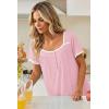 Ekouaer Nightgowns for Women Lace Trim Sleep Shirts Short Sleeve Night Shirts With Pockets Night Gown Ruffled Sleep Dress(Pink)