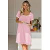 Ekouaer Nightgowns for Women Lace Trim Sleep Shirts Short Sleeve Night Shirts With Pockets Night Gown Ruffled Sleep Dress(Pink)