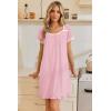 Ekouaer Nightgowns for Women Lace Trim Sleep Shirts Short Sleeve Night Shirts With Pockets Night Gown Ruffled Sleep Dress(Pink)