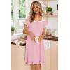 Ekouaer Nightgowns for Women Lace Trim Sleep Shirts Short Sleeve Night Shirts With Pockets Night Gown Ruffled Sleep Dress(Pink)