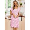 Ekouaer Nightgowns for Women Lace Trim Sleep Shirts Short Sleeve Night Shirts With Pockets Night Gown Ruffled Sleep Dress(Pink Floral)