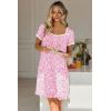Ekouaer Nightgowns for Women Lace Trim Sleep Shirts Short Sleeve Night Shirts With Pockets Night Gown Ruffled Sleep Dress(Pink Floral)