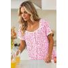 Ekouaer Nightgowns for Women Lace Trim Sleep Shirts Short Sleeve Night Shirts With Pockets Night Gown Ruffled Sleep Dress(Pink Floral)