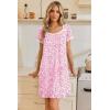 Ekouaer Nightgowns for Women Lace Trim Sleep Shirts Short Sleeve Night Shirts With Pockets Night Gown Ruffled Sleep Dress(Pink Floral)