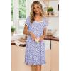 Ekouaer Nightgowns for Women Lace Trim Sleep Shirts Short Sleeve Night Shirts With Pockets Night Gown Ruffled Sleep Dress(Purple Flowers)