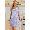 Ekouaer Nightgowns for Women Lace Trim Sleep Shirts Short Sleeve Night Shirts With Pockets Night Gown Ruffled Sleep Dress(Purple Flowers)