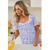 Ekouaer Nightgowns for Women Lace Trim Sleep Shirts Short Sleeve Night Shirts With Pockets Night Gown Ruffled Sleep Dress(Purple Flowers)
