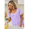 Ekouaer Nightgowns for Women Lace Trim Sleep Shirts Short Sleeve Night Shirts With Pockets Night Gown Ruffled Sleep Dress(Purple-blue Flowers)